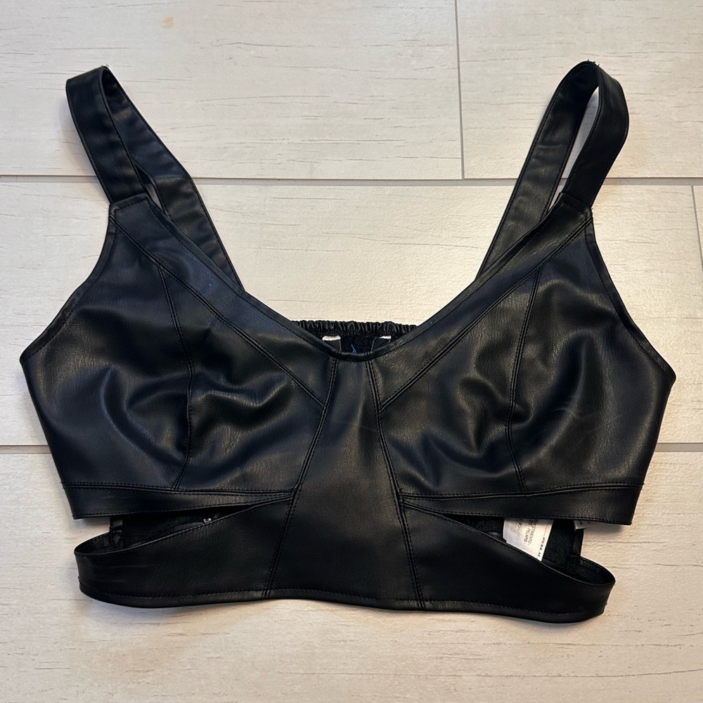 Zara Black Leather Crop Top